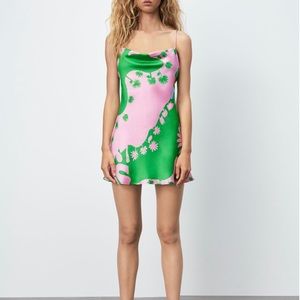 Zara Satin Effect Print Dress